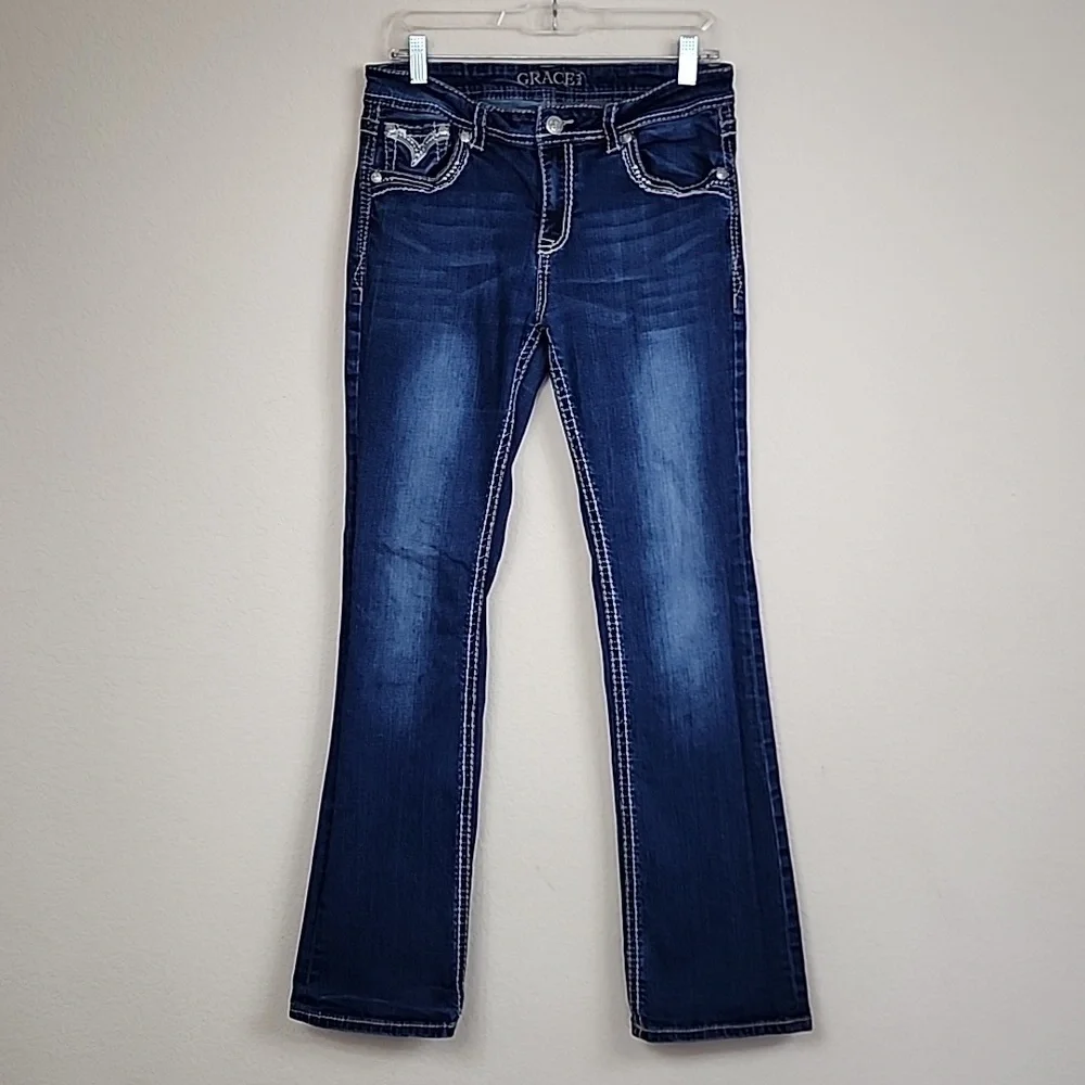 Grace in LA Embroidered Jeans - Picture 3 of 7